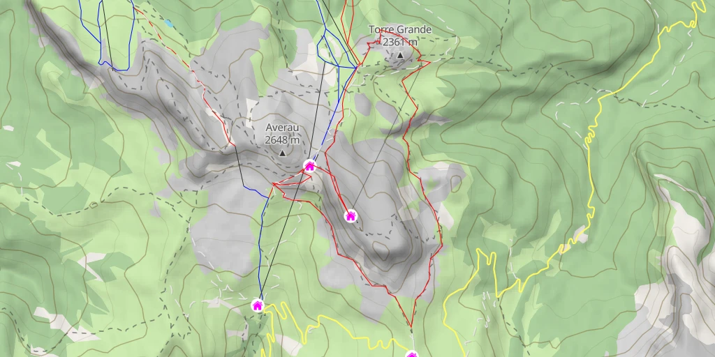 Map of the trail for Cinque Torri Tour des Cinque Torri puis refuge Nuvolau
