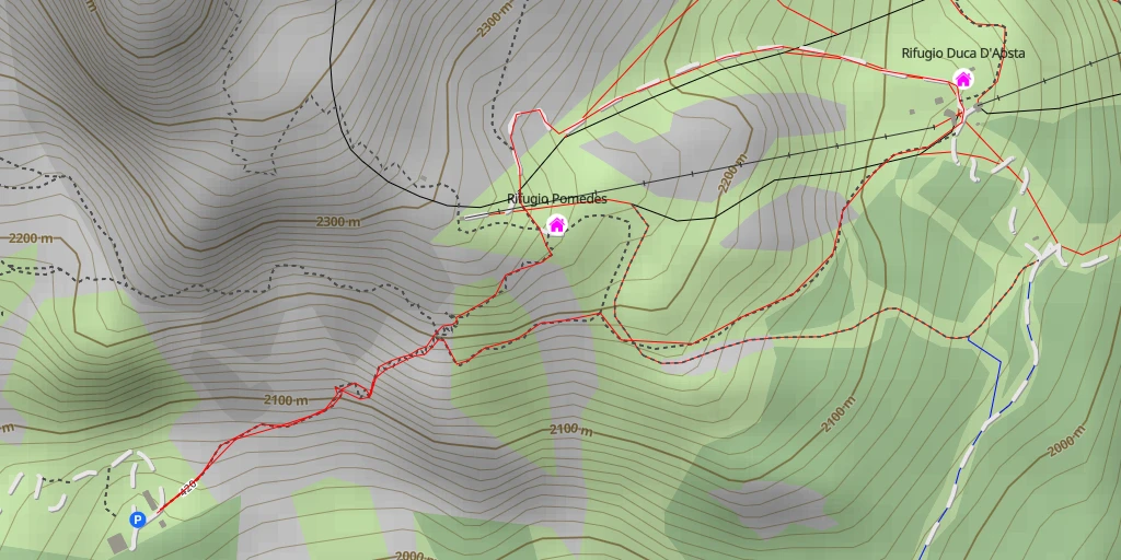 Map of the trail for Rifugio Duca D'Aosta