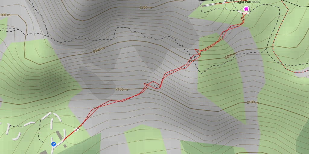 Map of the trail for Rifugio Pomedes