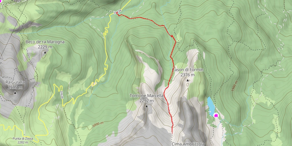 Map of the trail for Cima Croda da Lago