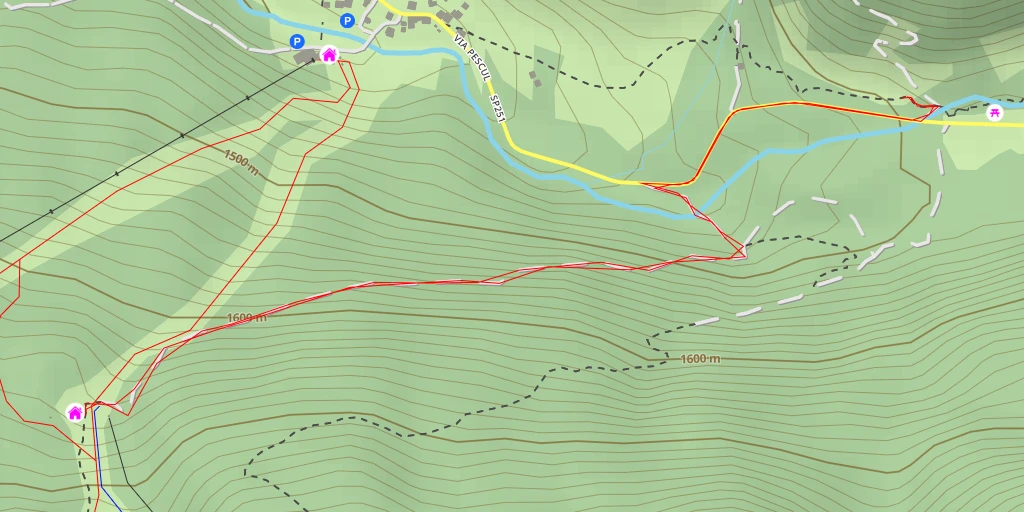 Map of the trail for Rifugio Salander