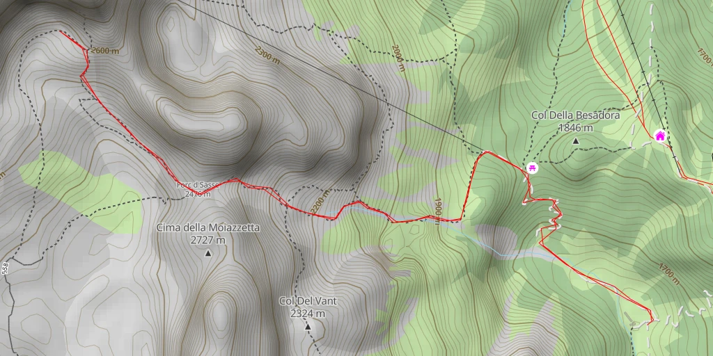 Map of the trail for Rifugio Maria Vittoria Torrani