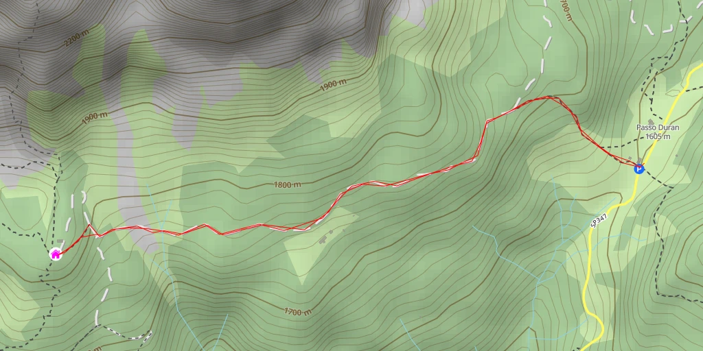 Map of the trail for Rifugio Bruto Carestiato