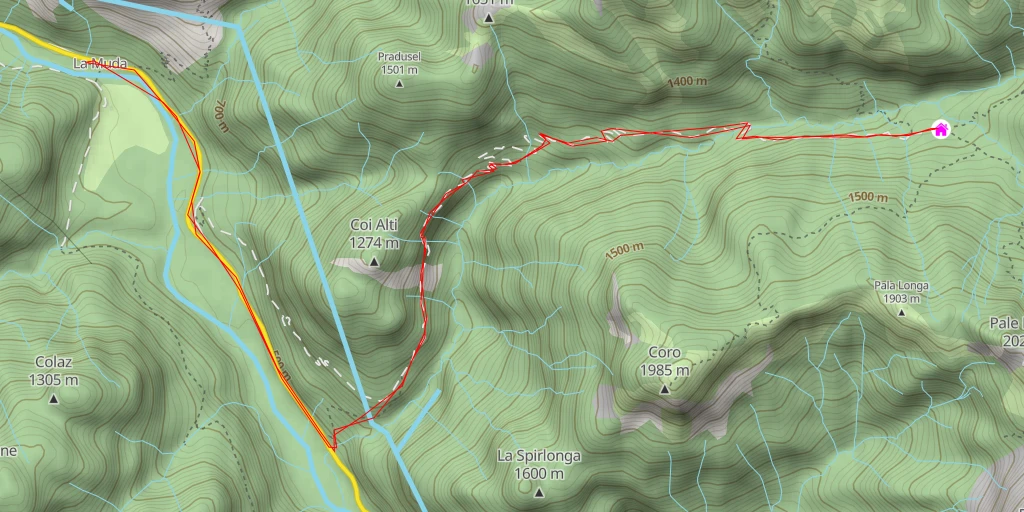 Carte de l'itinéraire :  Rifugio Furio Bianchet