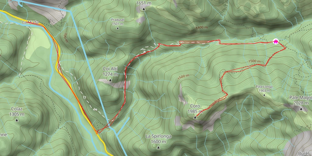 Map of the trail for Coro