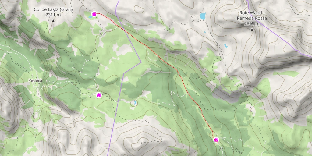 Map of the trail for Sennes Hütte