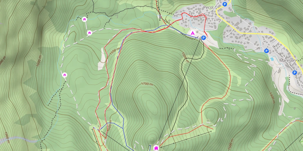 Carte de l'itinéraire :  Baita Civetta al Casot