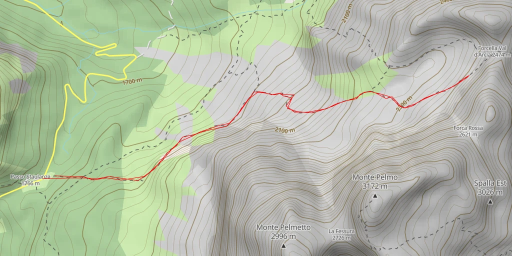 Map of the trail for Cime di Forca Rossa