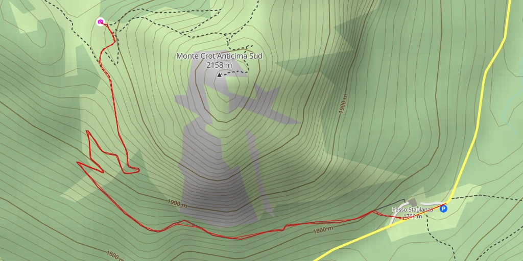 Map of the trail for Monte Crot Anticima Sud