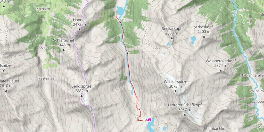 Map of the trail for Zittauer Hütte
