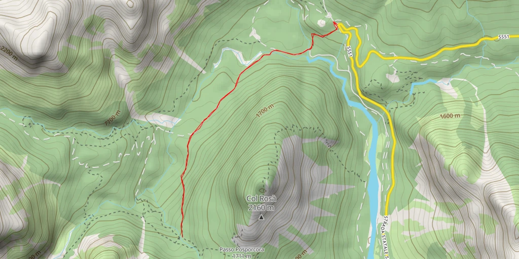 Map of the trail for Passo Posporcora