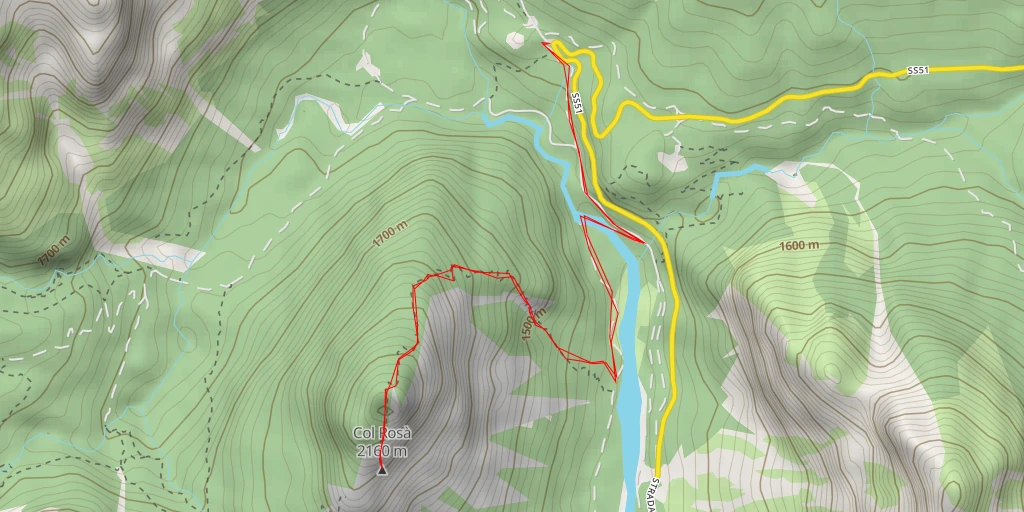 Map of the trail for Col Rosà