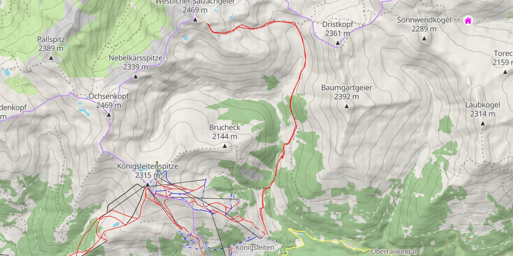 Map of the trail for Östlicher Salzachgeier