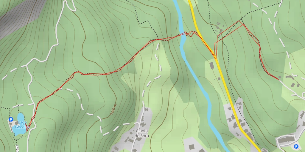 Map of the trail for Lago Ghedina