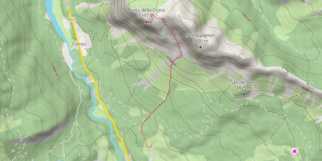 Map of the trail for Punta della Croce
