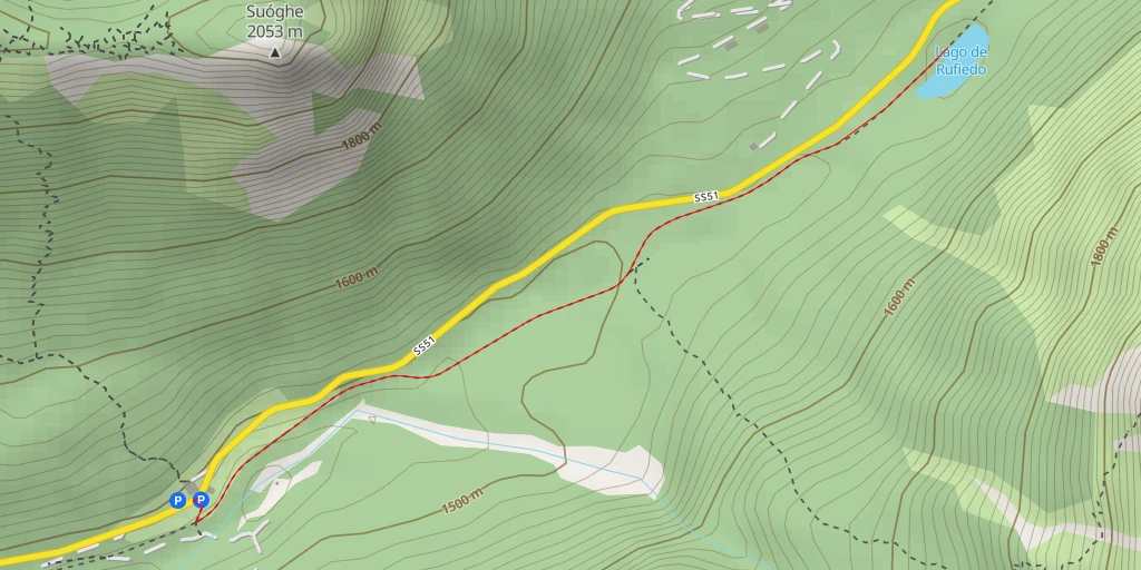 Map of the trail for Lago de Rufiedo