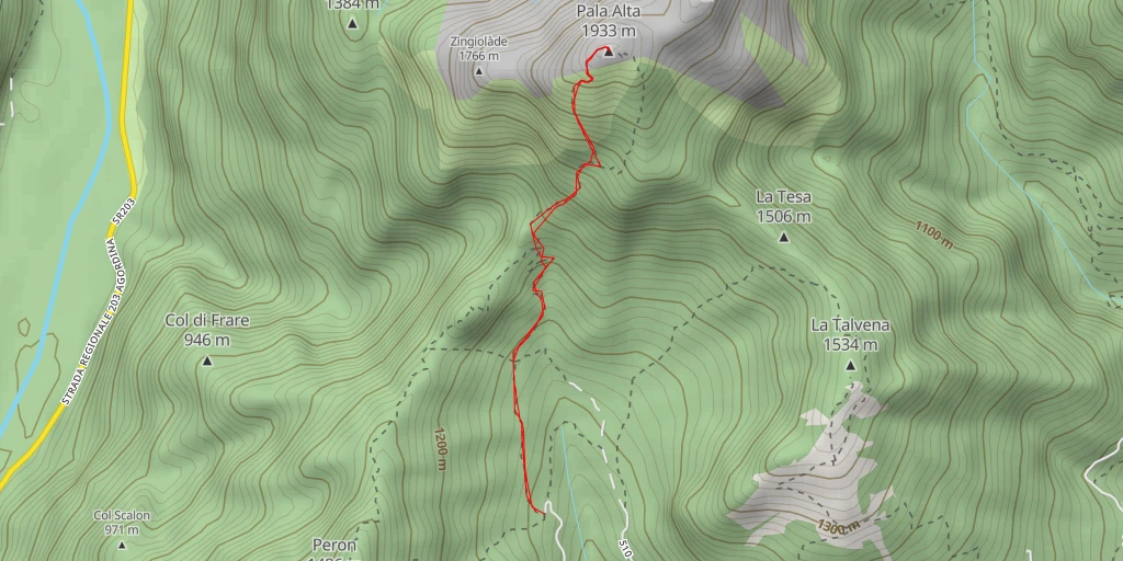 Map of the trail for Pala Alta