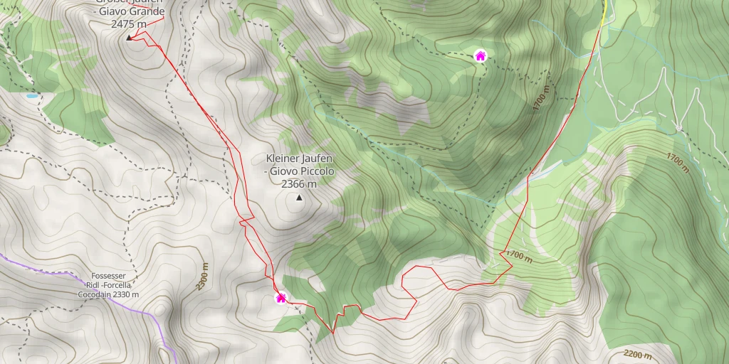 Map of the trail for Grosser Jaufen par la Rossalmhütte
