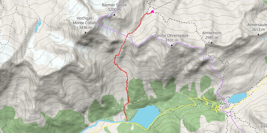 Map of the trail for Barmer Hütte