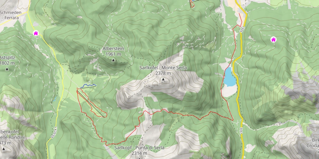 Map of the trail for Messnerköpfe traversée W-> E, de Kameriot au lac de Toblach