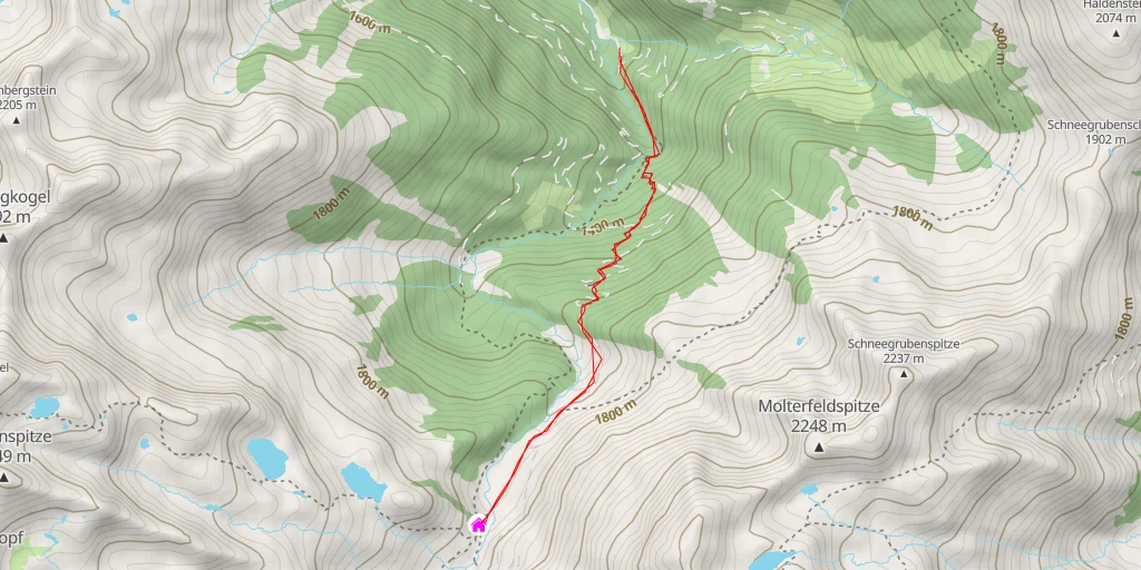 Map of the trail for Neue Bamberger Hütte