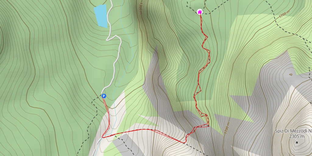 Map of the trail for Rifugio Giovanni Angelini