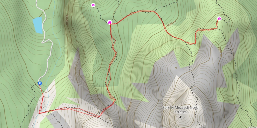 Map of the trail for Belvedere di Mezzodì