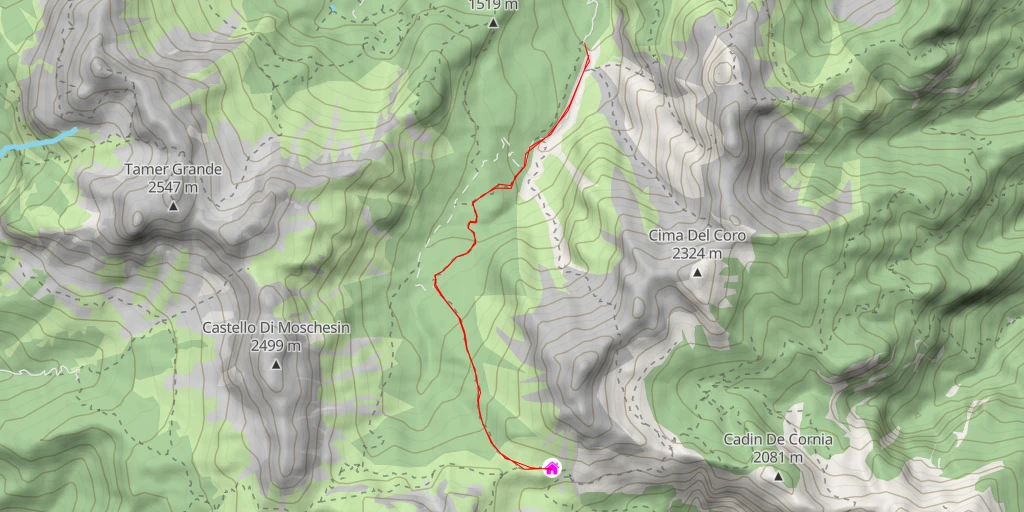 Carte de l'itinéraire :  Rifugio Sommariva al Pramperet