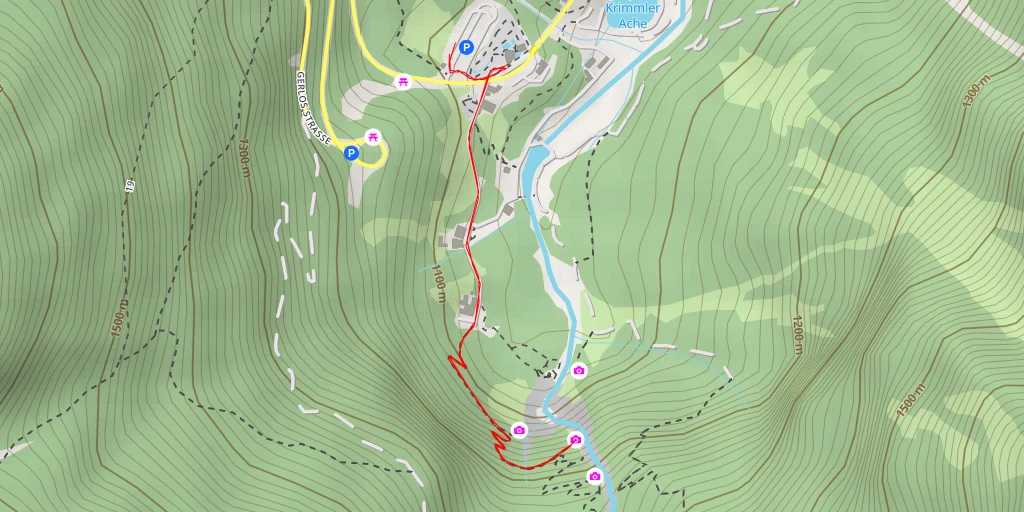 Map of the trail for Unterer Krimmler Wasserfall