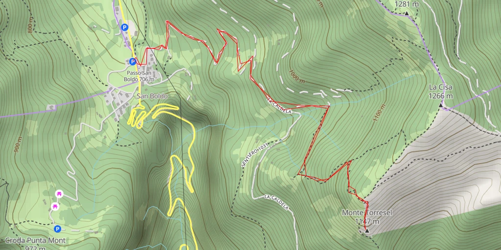 Map of the trail for La Caldela