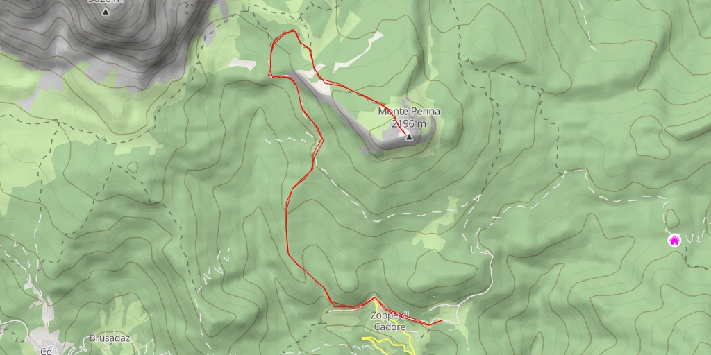 Map of the trail for Monte Penna