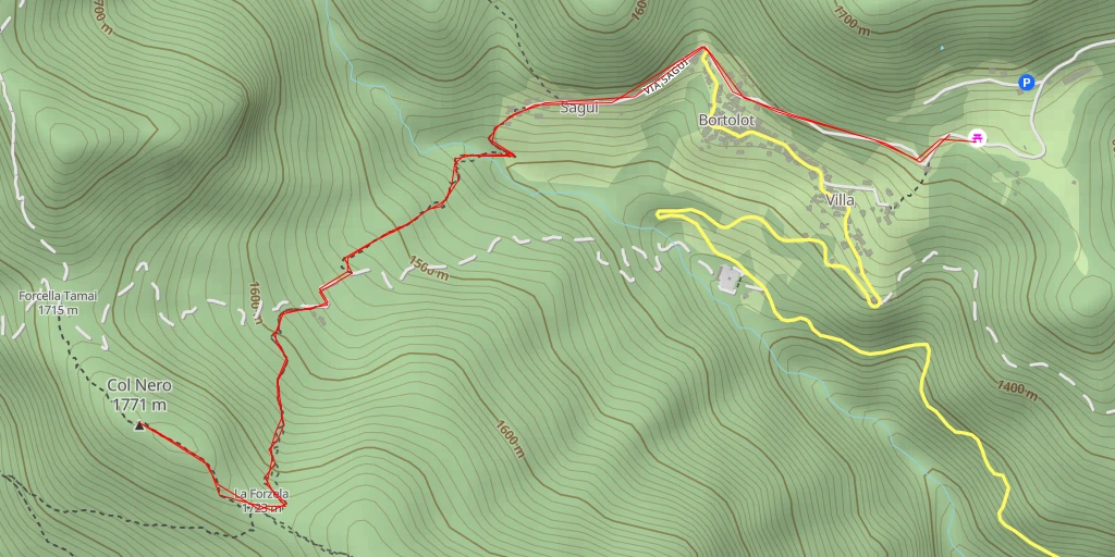 Map of the trail for Col Nero