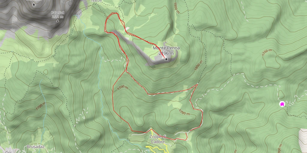 Map of the trail for Sentiero Monte Penna - Vodo di Cadore