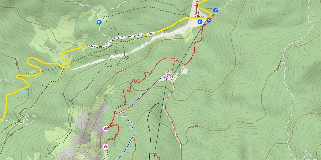 Carte de l'itinéraire :  Vitelli - Cortina d'Ampezzo
