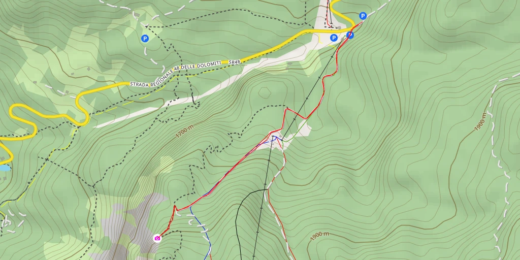 Carte de l'itinéraire :  Pian de Ra Bigontina - Cortina d'Ampezzo