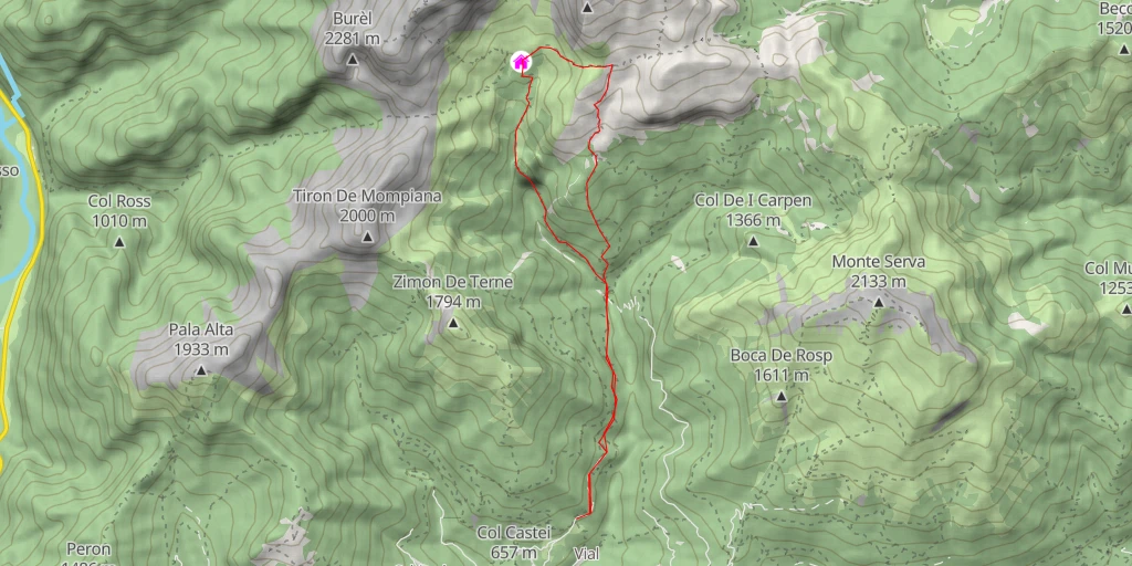 Map of the trail for Rifugio 7° Alpini