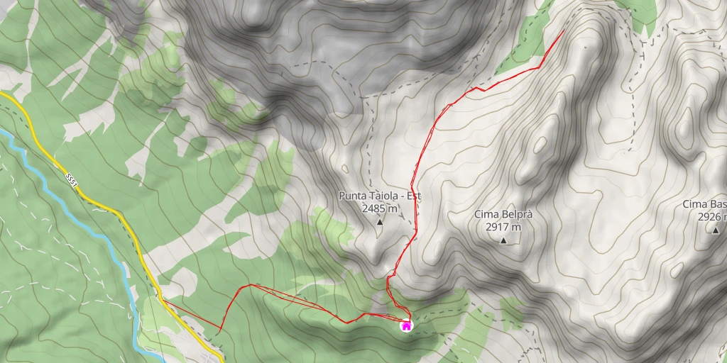Map of the trail for Corno del Doge