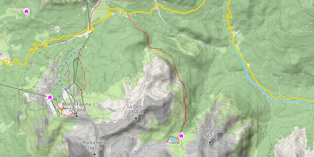 Map of the trail for Passo Tre Croci Lago de Sorapis