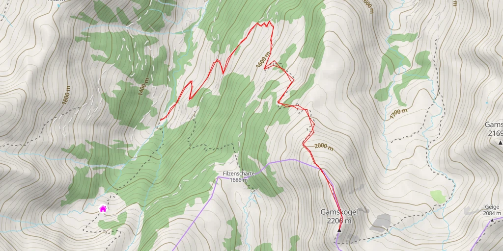 Map of the trail for Gamskogel