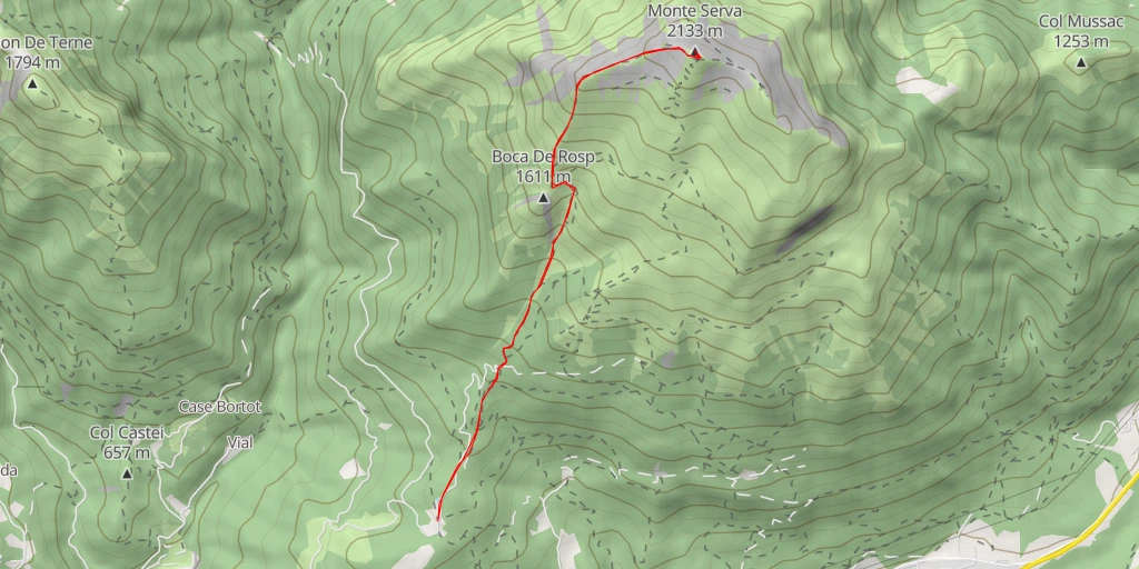 Carte de l'itinéraire :  Monte Serva