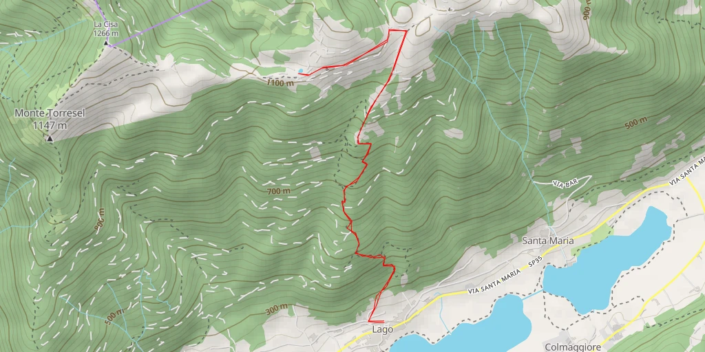 Carte de l'itinéraire :  Tragol dele Vache