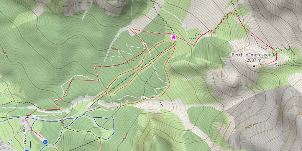 Map of the trail for Becchi d'Improsponda