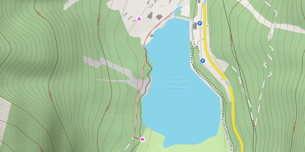 Carte de l'itinéraire :  Toblacher See - Lago di Dobbiaco