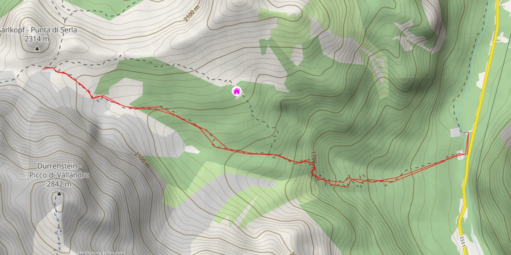Map of the trail for Dolomiten Höhenweg 3 - Toblach - Dobbiaco