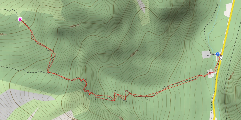 Map of the trail for Flodige Alm