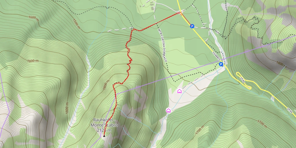Carte de l'itinéraire :  Rauhkofel - Monte Scabro