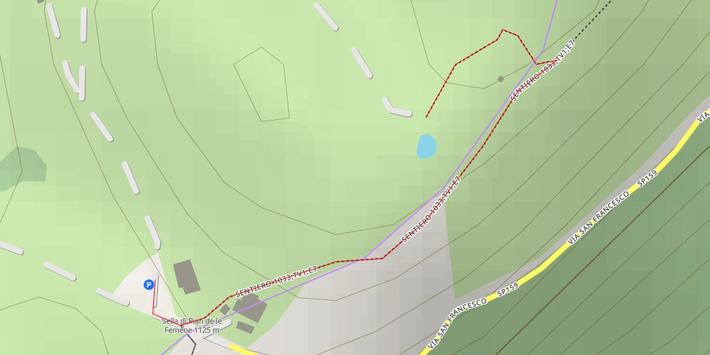 Carte de l'itinéraire :  sentiero 1033;TV1;E7 - sentiero 1033;TV1;E7