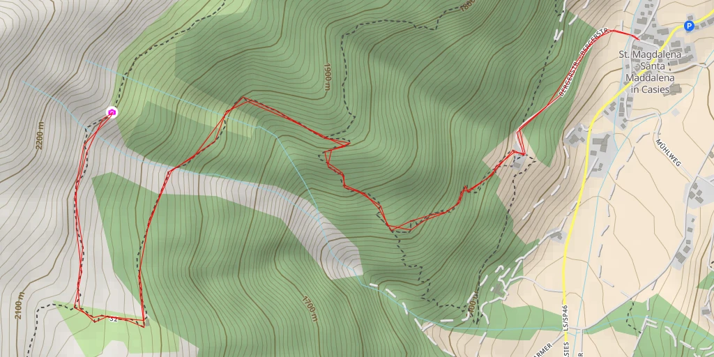 Map of the trail for Gsies - Valle di Casies