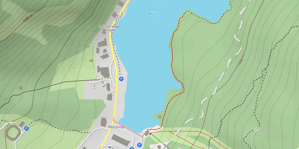 Map of the trail for Lago di Misurina