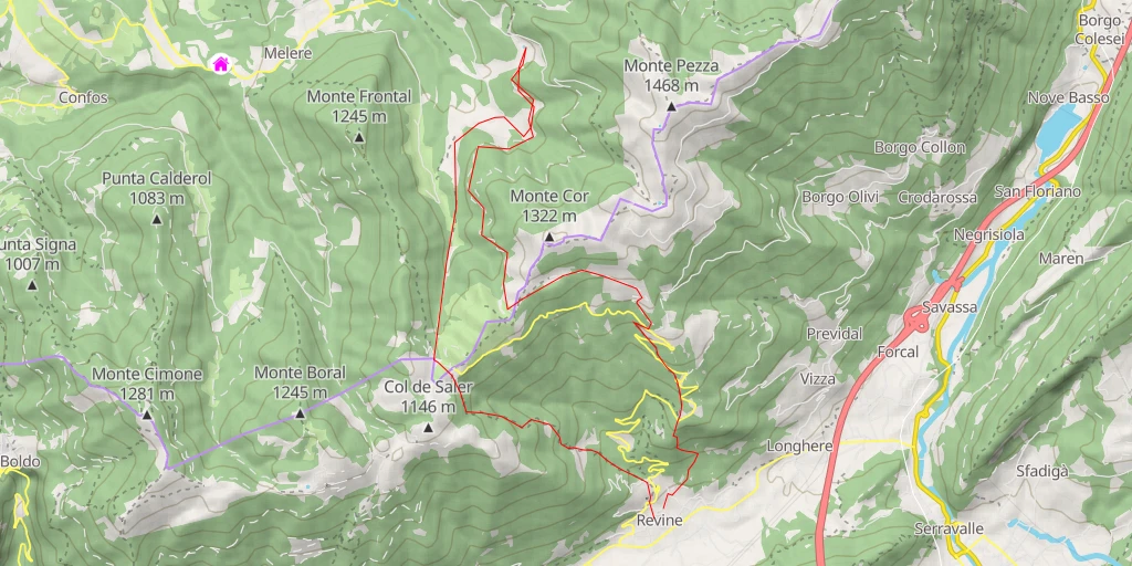 Map of the trail for Malga Van - Troi dei cavai